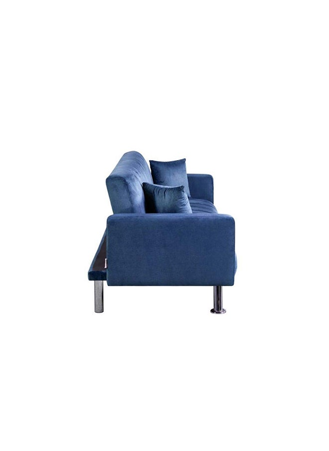 DANUBE HOME Glam Fabric Sofa Bed  Modern Design Two Seat Sofas Comfortable Living Room Furniture 185 x W 81 x H 77 cm Navy  - Image 5