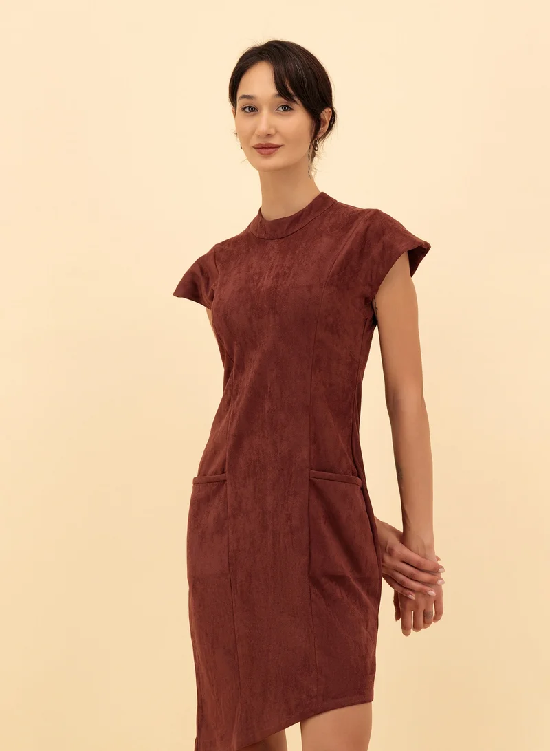 Asymmetric Suede Dress