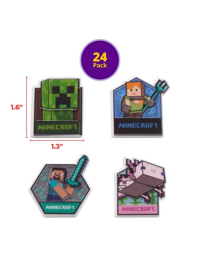 DecoPac DecoPac Minecraft Lush Finds Rings, Cupcake Decorations Featuring Creeper, Alex, Steve and Axolotl! Multicolored 3D Food Safe Cake Toppers - 24 Pack  - Image 3