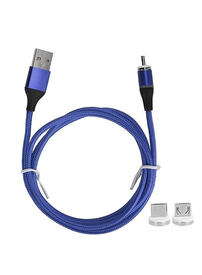 3 في 1 كابل شحن مغناطيسي مضفر من النايلون سريع 5 أمبير مع ضوء أزرق LED - Image 1