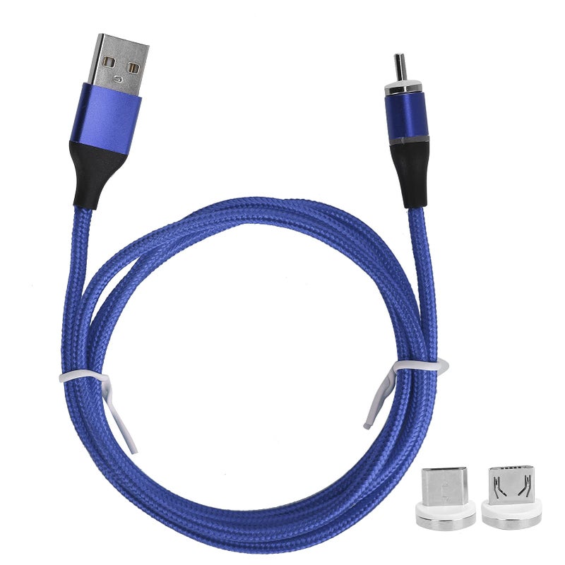 3 في 1 كابل شحن مغناطيسي مضفر من النايلون سريع 5 أمبير مع ضوء أزرق LED - Image 2