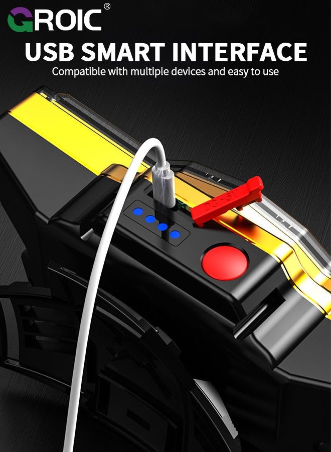 GROIC مصباح أمامي قابل لإعادة الشحن، 22000 لومن ساطع 12 مصباح ليد، 10+2 مصباح أمامي مع 4 أوضاع إضاءة للبالغين، مصباح أمامي مقاوم للماء للجري في الهواء الطلق والصيد والتخييم والمشي لمسافات طويلة - Image 5