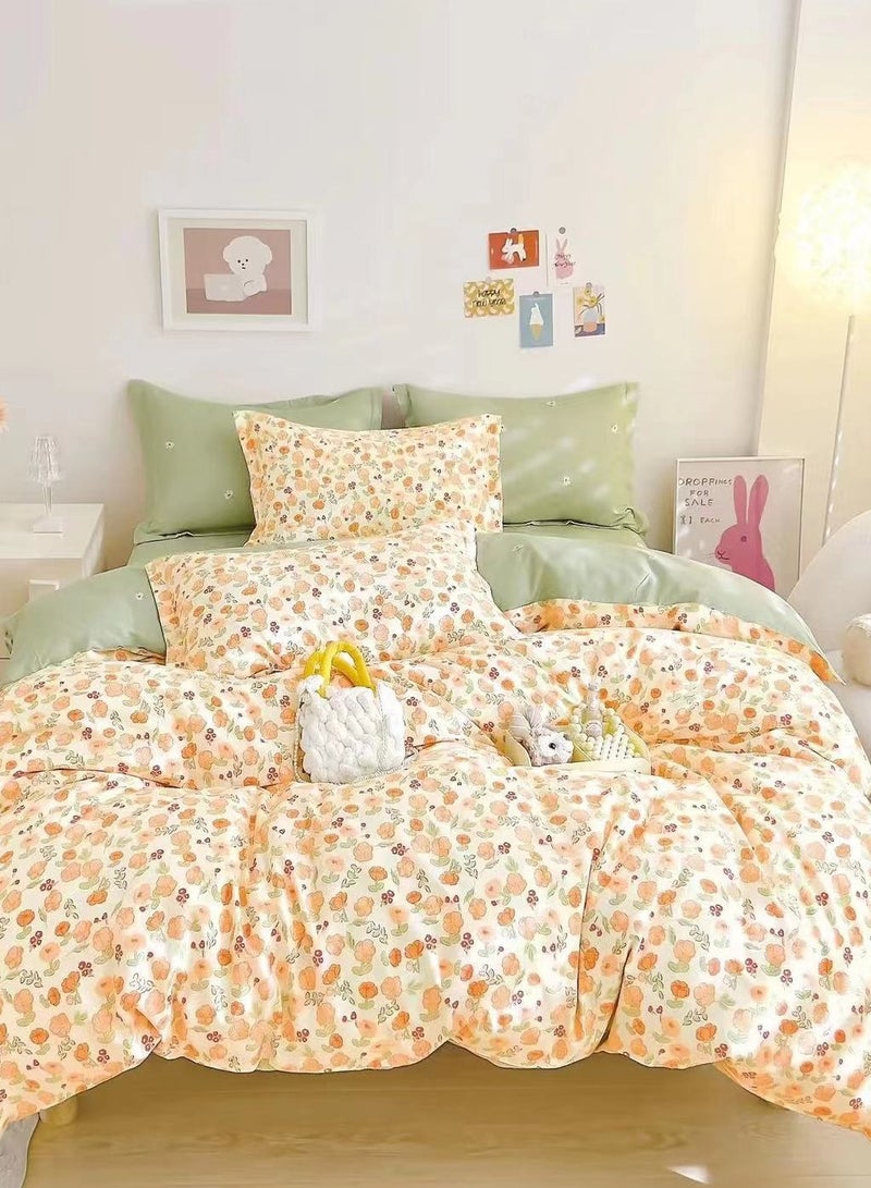 نسيج قطني طويل جديد  الأخضر والأصفر 200 * 230cm أربعة قطعة السرير - Image 1