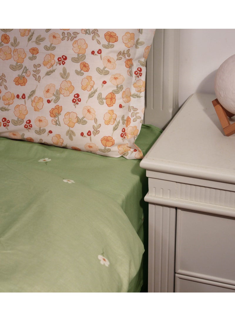 نسيج قطني طويل جديد  الأخضر والأصفر 200 * 230cm أربعة قطعة السرير - Image 2