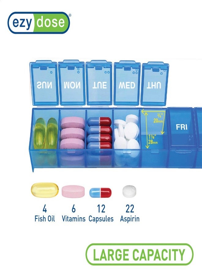 إيزي دوز مجموعة EZY DOSE الأسبوعية (حزمة إدارة الأدوية لمدة 7 أيام، علبة حبوب، منظم أدوية، صندوق منظم فيتامينات مع قاطع حبوب، مريحة وسهلة الاستخدام، مناسبة للسفر، قد تختلف الألوان، خالية من مادة BPA) - Image 3