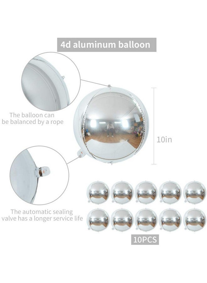 بيشيدا 10 قطعة بالون فضي 4D 10 بوصة من رقائق مايلر المجال بالون لحفلات أعياد الميلاد وحفلات عيد الحب وعيد الميلاد ومستلزمات تزيين الدش للأطفال - Image 2