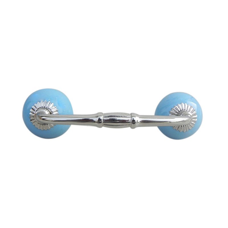 Indian-Shelf IndianShelf 1 Pack Ceramic Multicolor Drawer Pulls T Bar Vintage Kitchen Cabinet Handles Silver Hardware 4 Hole to Hole Dresser Door Handle BH03 SCRK11  - Image 1