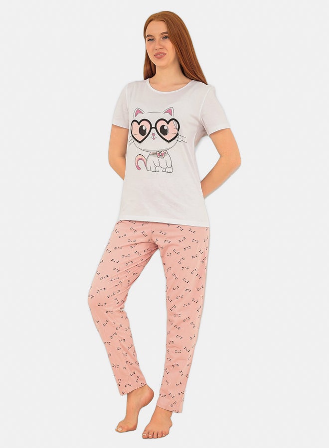 Elegant White Cat Pants PJ - Image 2