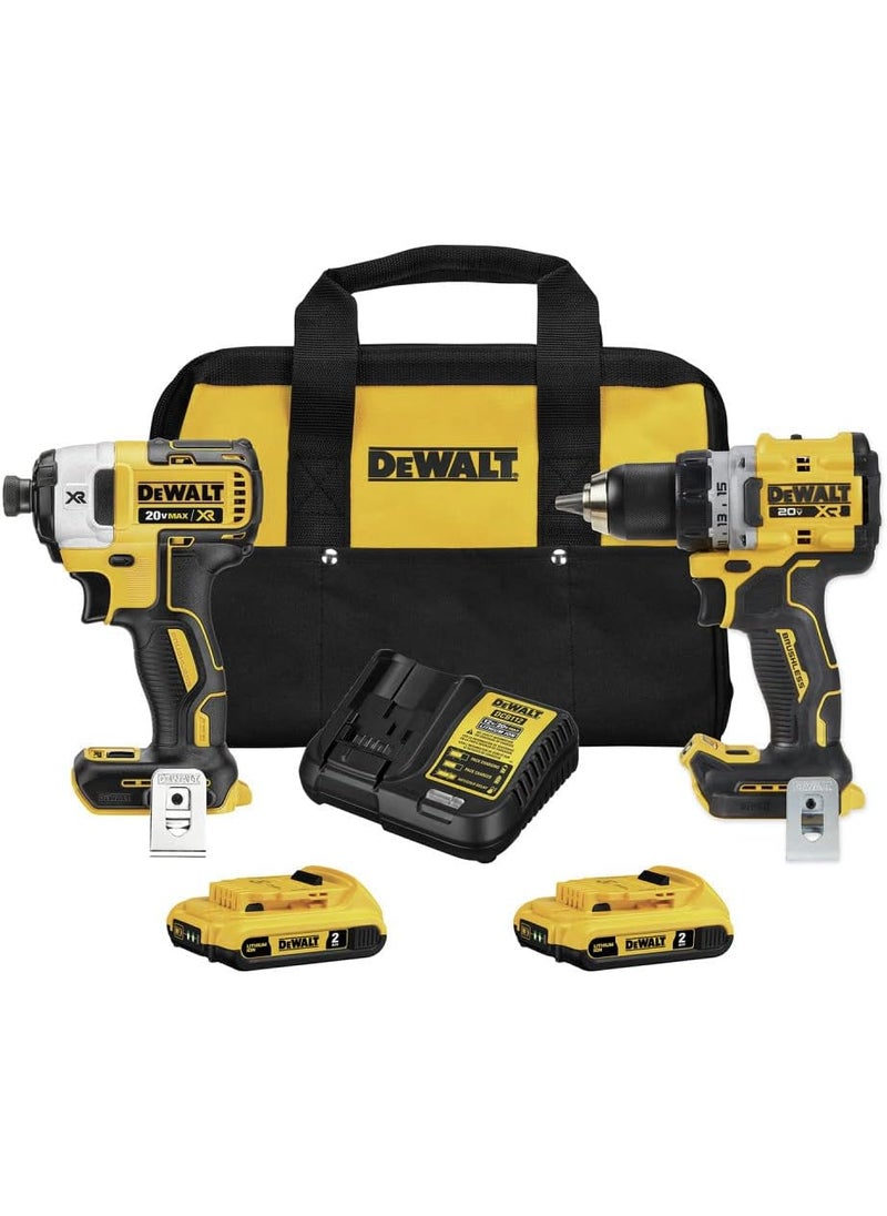 DEWALT DEWALT 20V MAX XR Cordless 12 in DrillDriver and 14 in Impact Driver Kit with 2 2Ah Batteries  Charger DCK248D2  - Image 1