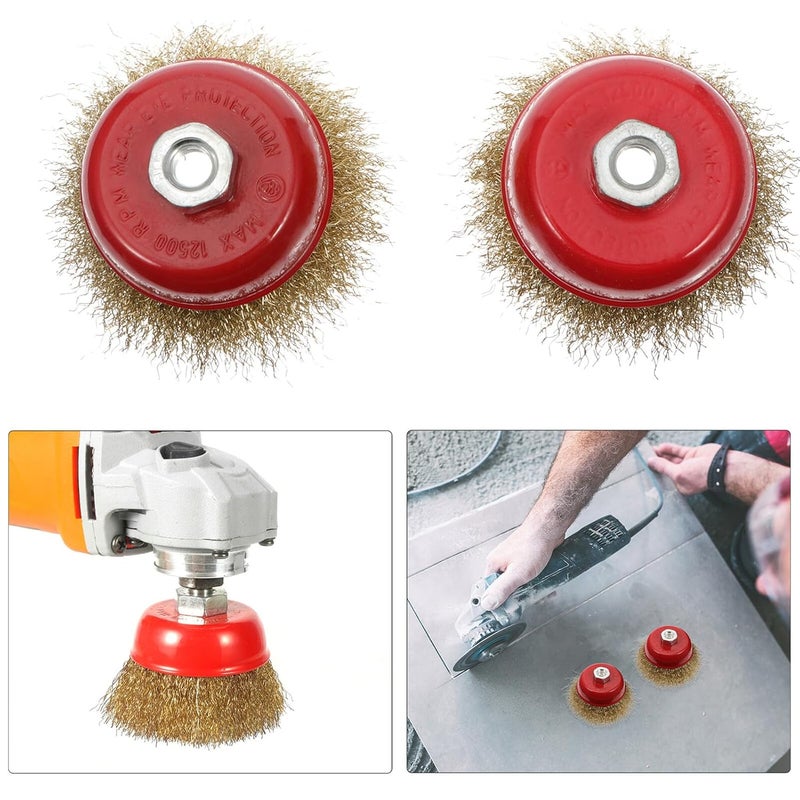 قطعتان فرشاة كوب سلك فولاذي للحفر، تلميع، إزالة الطلاء، تشطيب السطح، مرونة عالية - Image 5