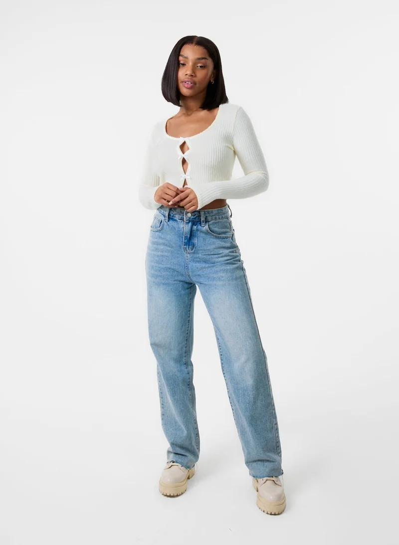 Pink Vanilla  Brushed Rib Bow Top for Women | Best Price UAE