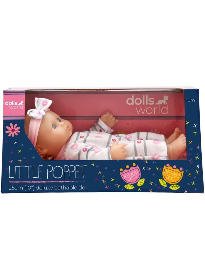 dolls world DollsWorld Little Poppets 10-Inch Bathable Vinyl Doll – Soft & Cuddly Deluxe Baby Doll Toy for Kids 10 Months+ by Peterkin - Image 4
