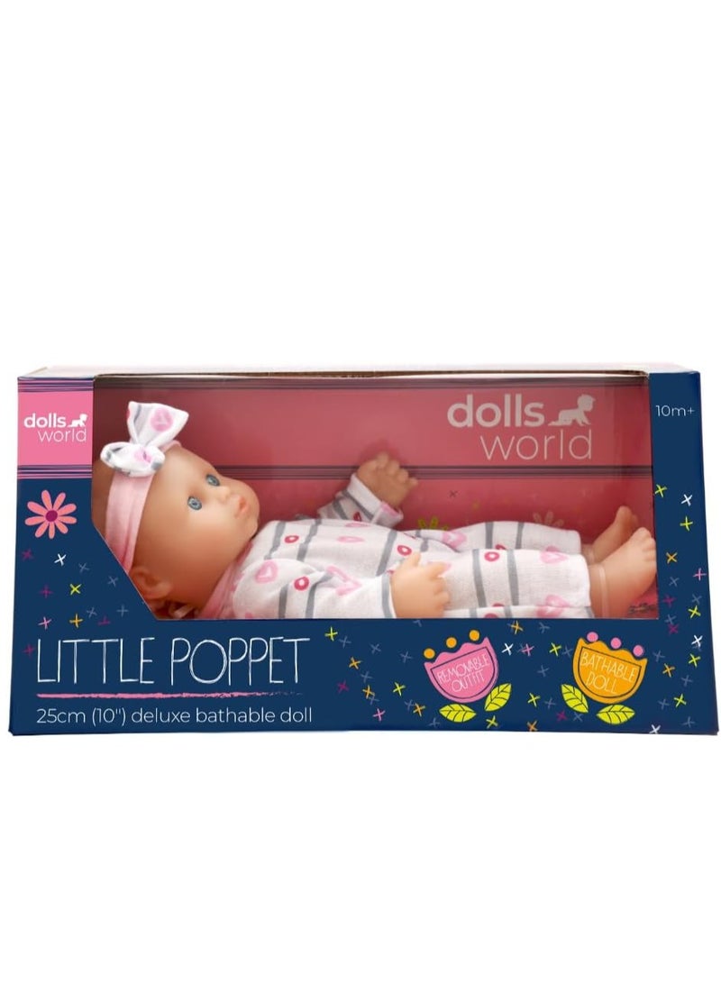 dolls world DollsWorld Little Poppets 10-Inch Bathable Vinyl Doll – Soft & Cuddly Deluxe Baby Doll Toy for Kids 10 Months+ by Peterkin - Image 1