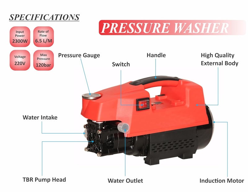 Digital Craft Digital Craft Car Washer 220v Electric Home Portable Brush The Car Water Grab High Power Strong Washing Machine 2300W High Pressure Clean MachineWasher Pipe 8MTR with ConnectorWasher Gun  - Image 3
