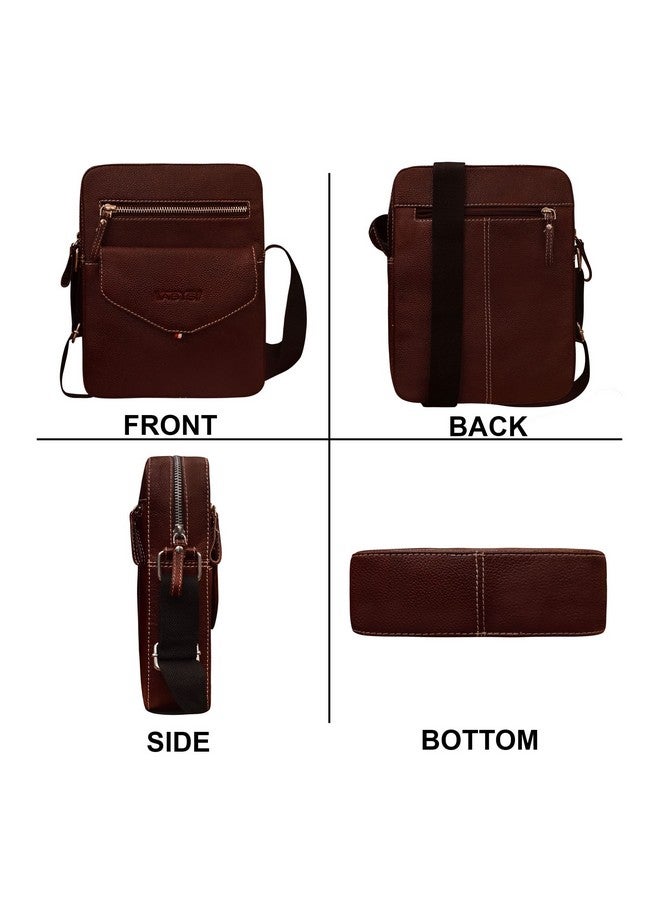 ABYS Genuine Leather Brown Messenger Bag||Coin Purses & Pouches||Neck Pouch||Collage Bag||Hand Bag with Adjustable Strap For Men And Women (IN05DB) - Image 3