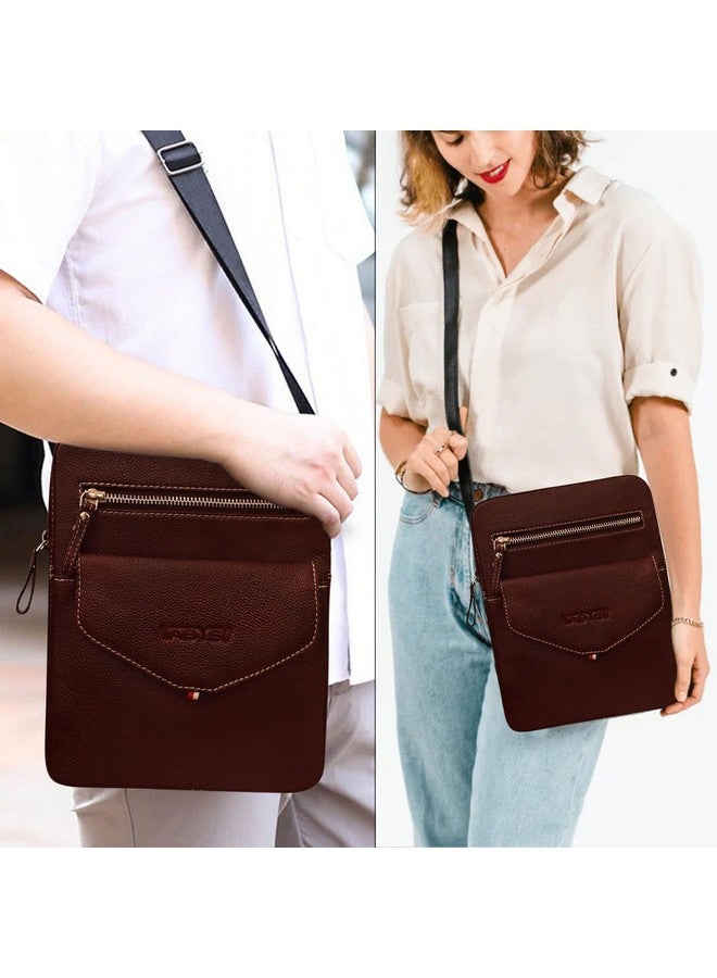 ABYS Genuine Leather Brown Messenger Bag||Coin Purses & Pouches||Neck Pouch||Collage Bag||Hand Bag with Adjustable Strap For Men And Women (IN05DB) - Image 5