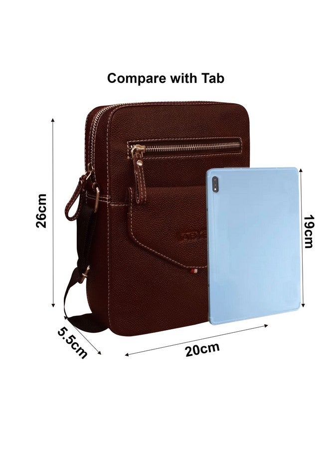ABYS Genuine Leather Brown Messenger Bag||Coin Purses & Pouches||Neck Pouch||Collage Bag||Hand Bag with Adjustable Strap For Men And Women (IN05DB) - Image 2
