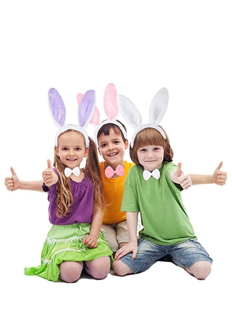 طقم أزياء أرنب مكون من 3 قطع يتضمن رباط رأس بأذنين، ربطة عنق، وذيل، مثالي لحفلات الهالوين وتزيين الأطفال والبالغين. - Image 4