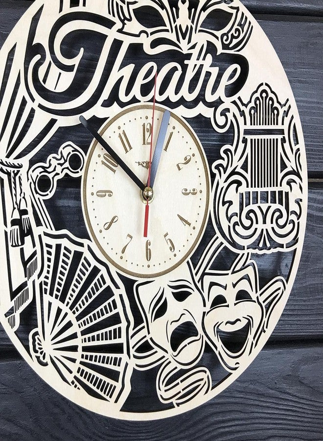 NABSTER Theatre Wall Clock Wooden Home Decor Kitchen Hanging Theatre Wall Art Unique Theatre Gifts Best Anniversary Christmas Birthday Theatre Clock - 12 Inch / 30 Cm - Image 4