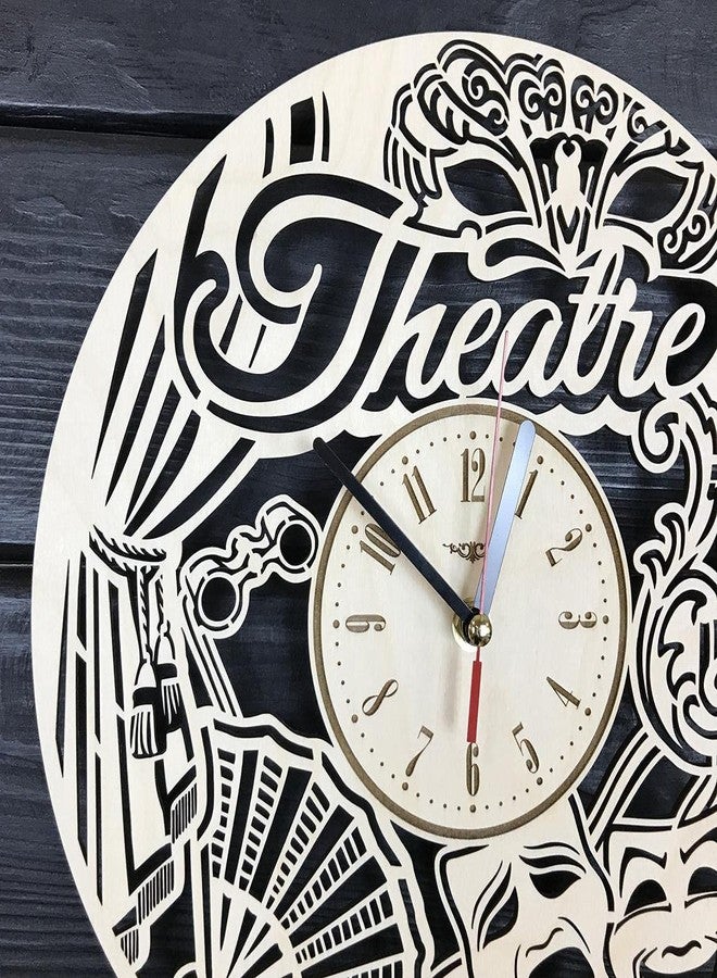 NABSTER Theatre Wall Clock Wooden Home Decor Kitchen Hanging Theatre Wall Art Unique Theatre Gifts Best Anniversary Christmas Birthday Theatre Clock - 12 Inch / 30 Cm - Image 3