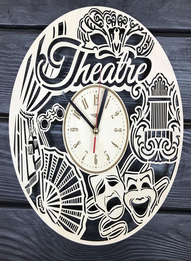 NABSTER Theatre Wall Clock Wooden Home Decor Kitchen Hanging Theatre Wall Art Unique Theatre Gifts Best Anniversary Christmas Birthday Theatre Clock - 12 Inch / 30 Cm - Image 1