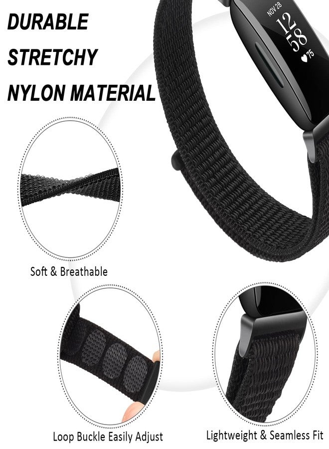 Meliya Nylon Band for Fitbit Inspire 3 Bands Women Men, Sport Loop Straps Replacement Wristband Compatible with Fitbit Inspire 3 Smartwatch (Black) - Image 2