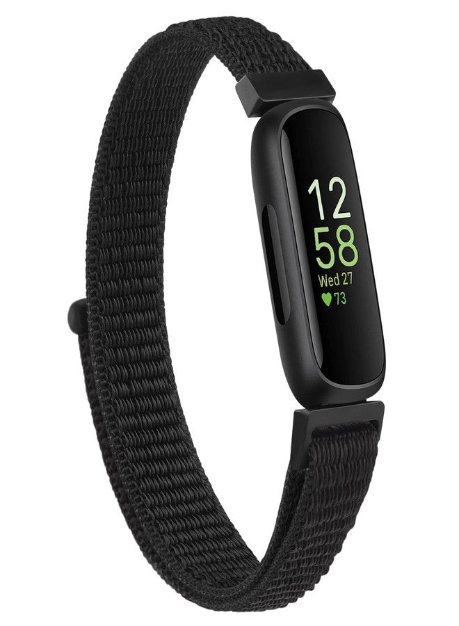 Meliya Nylon Band for Fitbit Inspire 3 Bands Women Men, Sport Loop Straps Replacement Wristband Compatible with Fitbit Inspire 3 Smartwatch (Black) - Image 1