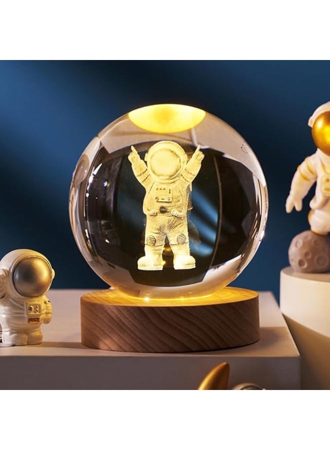 3D Colorful Night Light, Astronaut Crystal Ball, USB Powered, Colorful Crystal Home Gift, Birthday Gift for Teenagers, Boys, and Girls - Image 1
