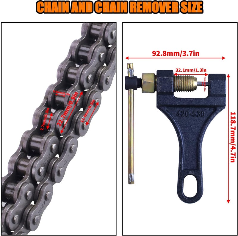 MRELC 420H Motorcycle Chain+ Chain Breaker,106-Link Heavy Duty Drive Chain - Image 3