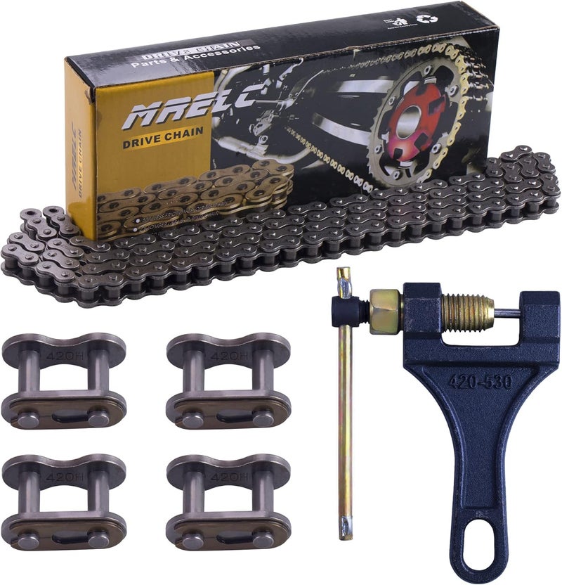 MRELC 420H Motorcycle Chain+ Chain Breaker,106-Link Heavy Duty Drive Chain - Image 1