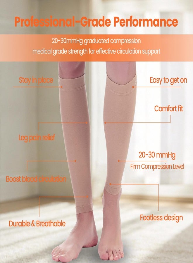 BSERA Calf Compression Sleeve Women, 2 Pairs 20-30mmHg Footless Compression Socks Stockings for Calf Support, Circulation, Swelling, Shin Splints, Varicose Veins, Recovery - Image 2