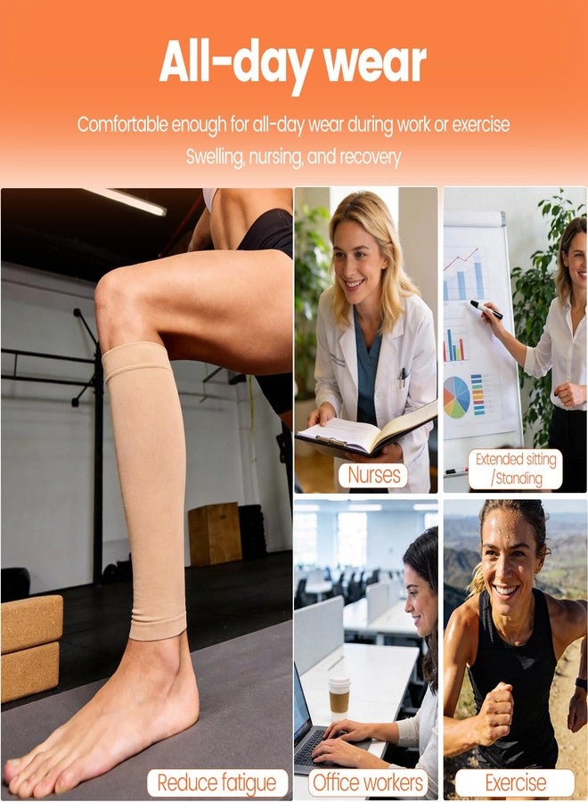 BSERA Calf Compression Sleeve Women, 2 Pairs 20-30mmHg Footless Compression Socks Stockings for Calf Support, Circulation, Swelling, Shin Splints, Varicose Veins, Recovery - Image 5