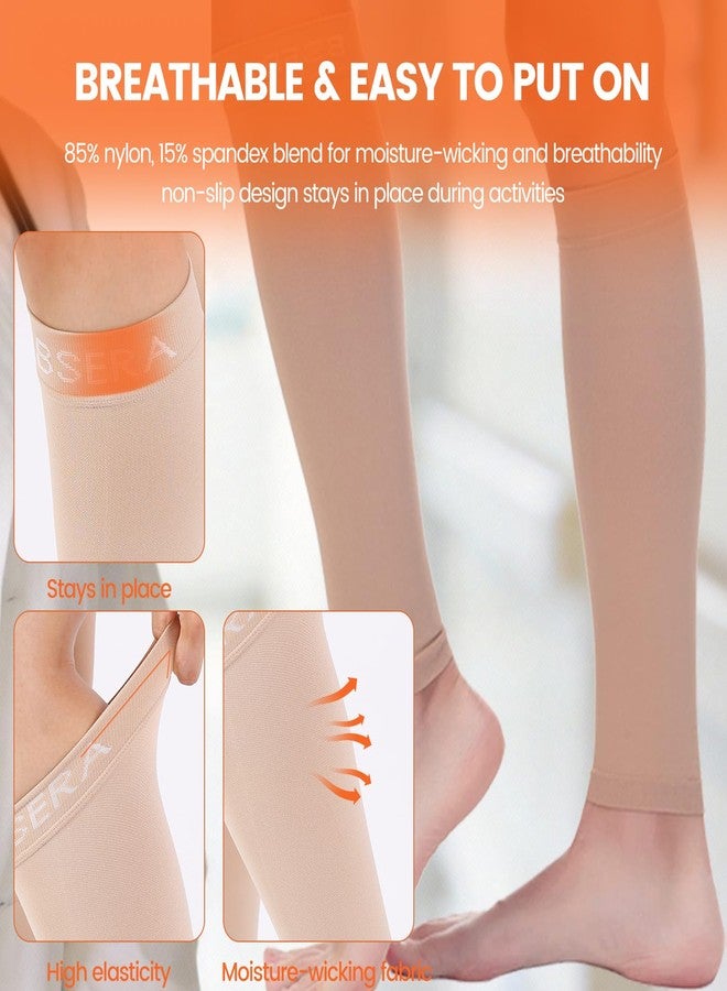 BSERA Calf Compression Sleeve Women, 2 Pairs 20-30mmHg Footless Compression Socks Stockings for Calf Support, Circulation, Swelling, Shin Splints, Varicose Veins, Recovery - Image 3