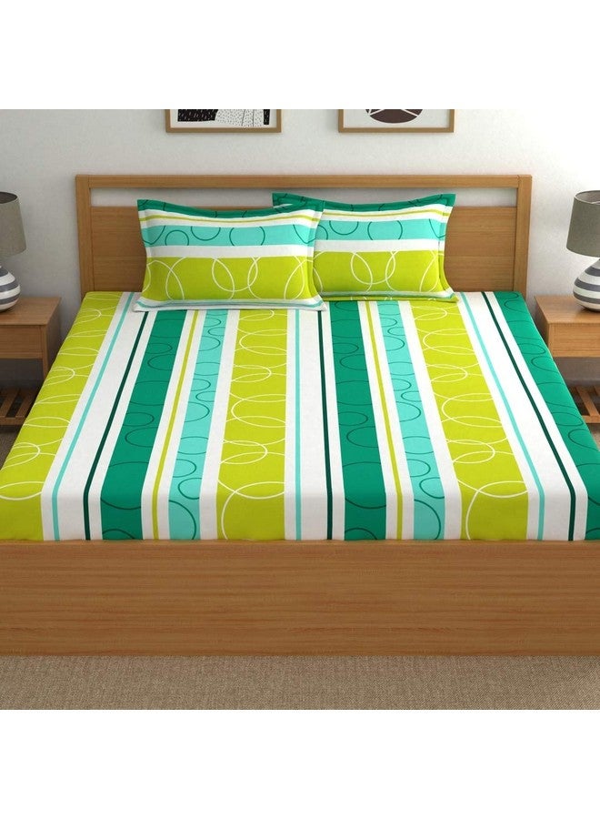 Dreamscape Microfiber Wrinkle & Fade Resistant Double Bedsheet with 2 Pillow Covers - (Size 87 x 94 inches, 140TC, Colour - Green) - Image 2