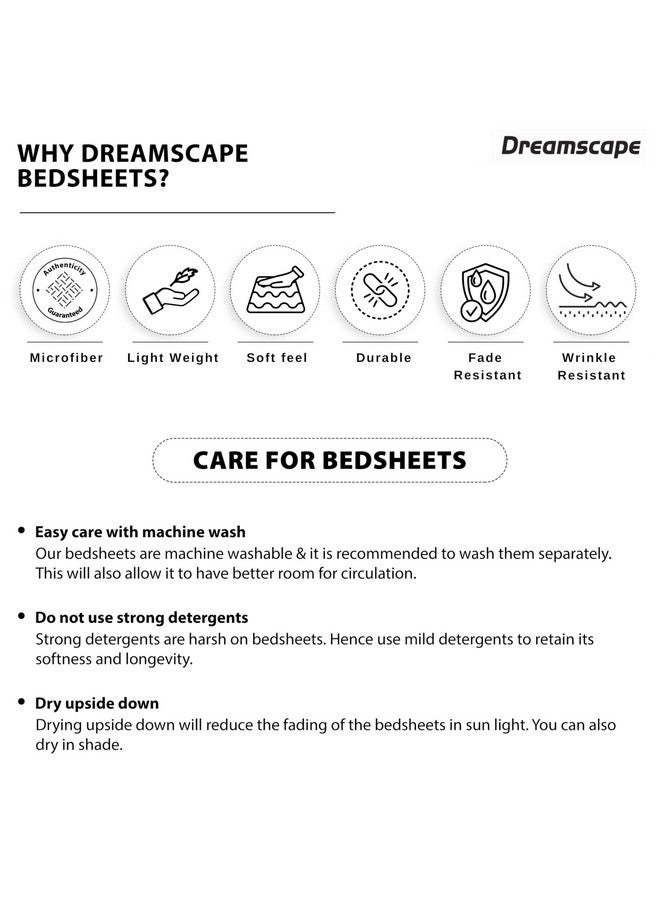 Dreamscape Microfiber Wrinkle & Fade Resistant Double Bedsheet with 2 Pillow Covers - (Size 87 x 94 inches, 140TC, Colour - Green) - Image 5