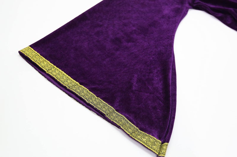 TOONRAIN Velvet Wizard Hooded Robe for Adult, Medieval Cape Renaissance Cloak for Men Women Halloween Costume (Purple,140cm) - Image 5