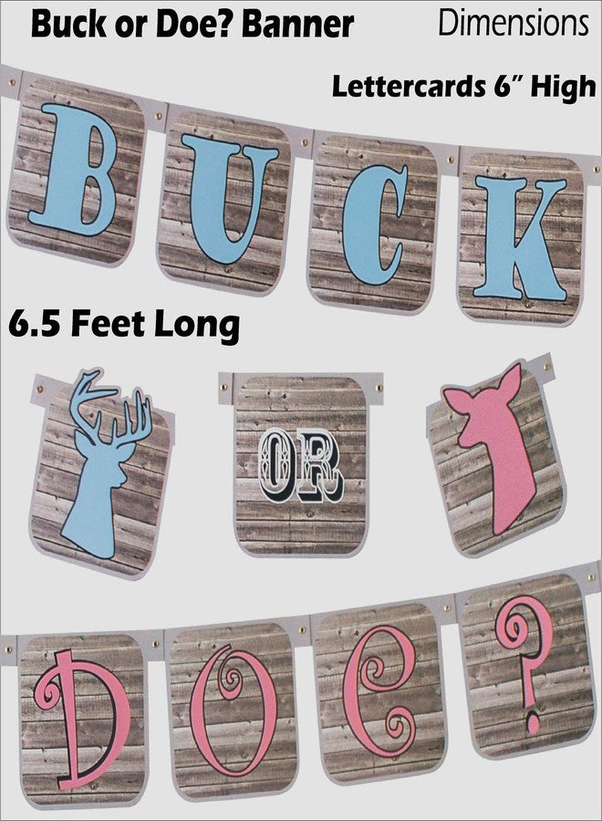 Havercamp Buck or Doe? Gender Reveal Party for 16 guests! Kit includes 16 ea. Lg. 9” Dinner Plates and Luncheon Napkins, a Decorative Hanging Banner and a Lg. Table Cover. - Image 3