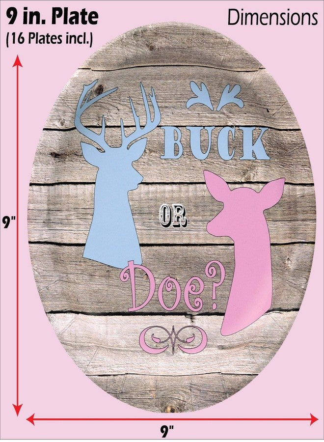 Havercamp Buck or Doe? Gender Reveal Party for 16 guests! Kit includes 16 ea. Lg. 9” Dinner Plates and Luncheon Napkins, a Decorative Hanging Banner and a Lg. Table Cover. - Image 4