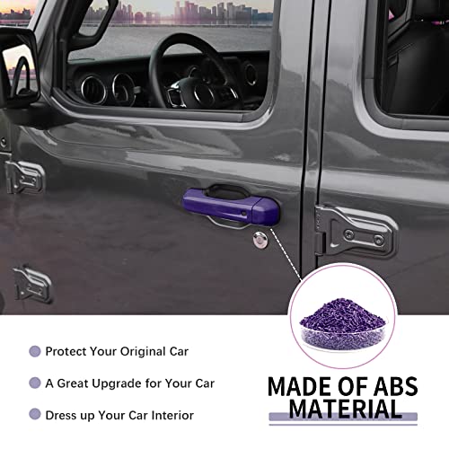 SQQP Door Handle Cover & Tailgate Handle Cover Inserts Exterior Accessories Fit for 2018-2025 Jeep Wrangler JL JLU 2/4 Door (Purple) - Image 5