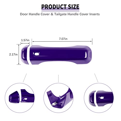 SQQP Door Handle Cover & Tailgate Handle Cover Inserts Exterior Accessories Fit for 2018-2025 Jeep Wrangler JL JLU 2/4 Door (Purple) - Image 4