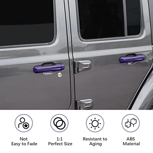 SQQP Door Handle Cover & Tailgate Handle Cover Inserts Exterior Accessories Fit for 2018-2025 Jeep Wrangler JL JLU 2/4 Door (Purple) - Image 3