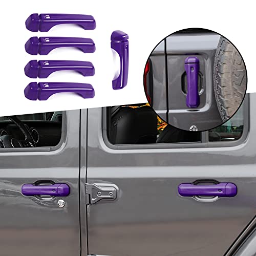 SQQP Door Handle Cover & Tailgate Handle Cover Inserts Exterior Accessories Fit for 2018-2025 Jeep Wrangler JL JLU 2/4 Door (Purple) - Image 1