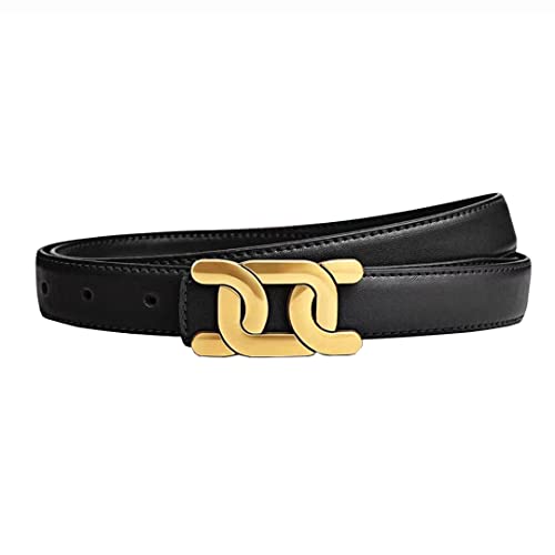 Yuangu Womens Belts for Jeans, Womens Leather Belt with Gold Buckle, Designer Belts for Pants Jeans Dresses (Black, 110cm(Fits 32"-39")) - Image 1