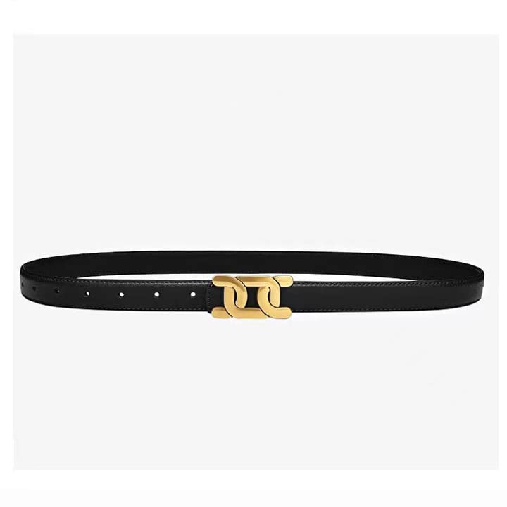 Yuangu Womens Belts for Jeans, Womens Leather Belt with Gold Buckle, Designer Belts for Pants Jeans Dresses (Black, 110cm(Fits 32"-39")) - Image 3