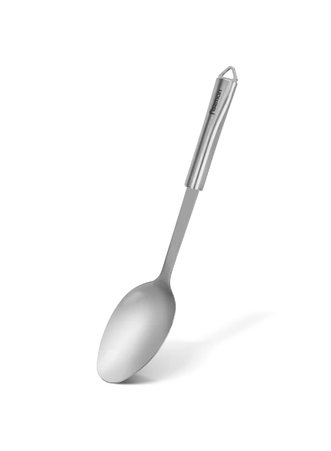 Fissman Serving Spoon 33cm with Hanging Hole, Stainless Steel Kitchen Tool Bergamo Series | Anti-Rust Stainless Long-Handle Serving Spoon, Dishwasher Safe
