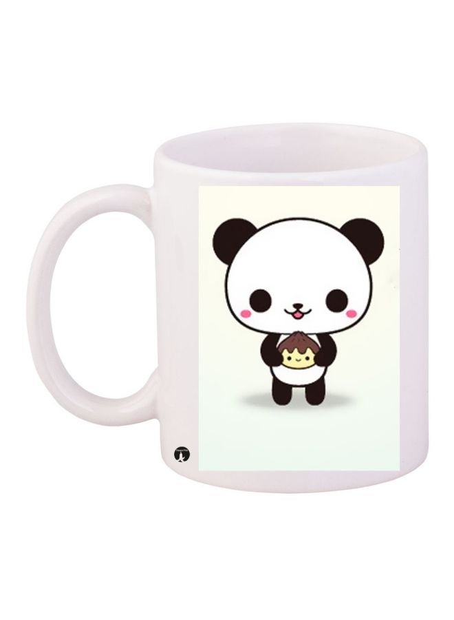 Panda Printed Coffee Mug White/Black/Pink 11ounce