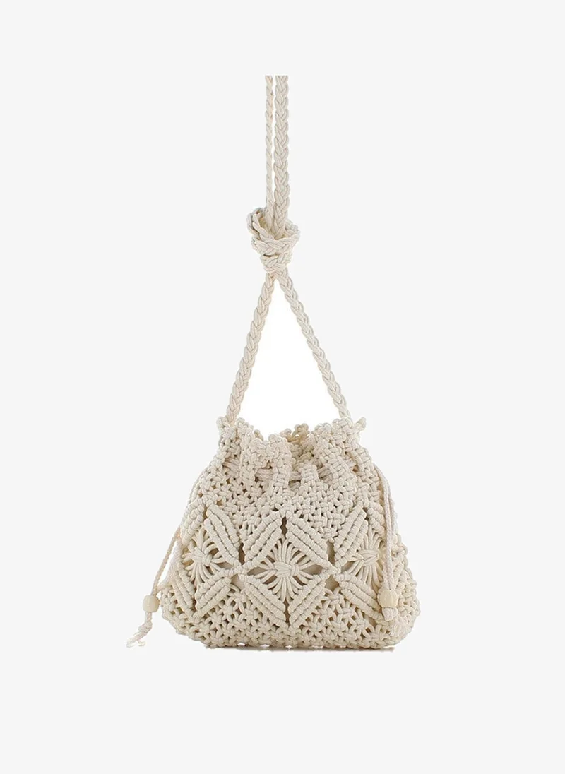 Marina Galanti Marina Galanti Women's Borutta Crochet-Effect Bucket Bag - Off White