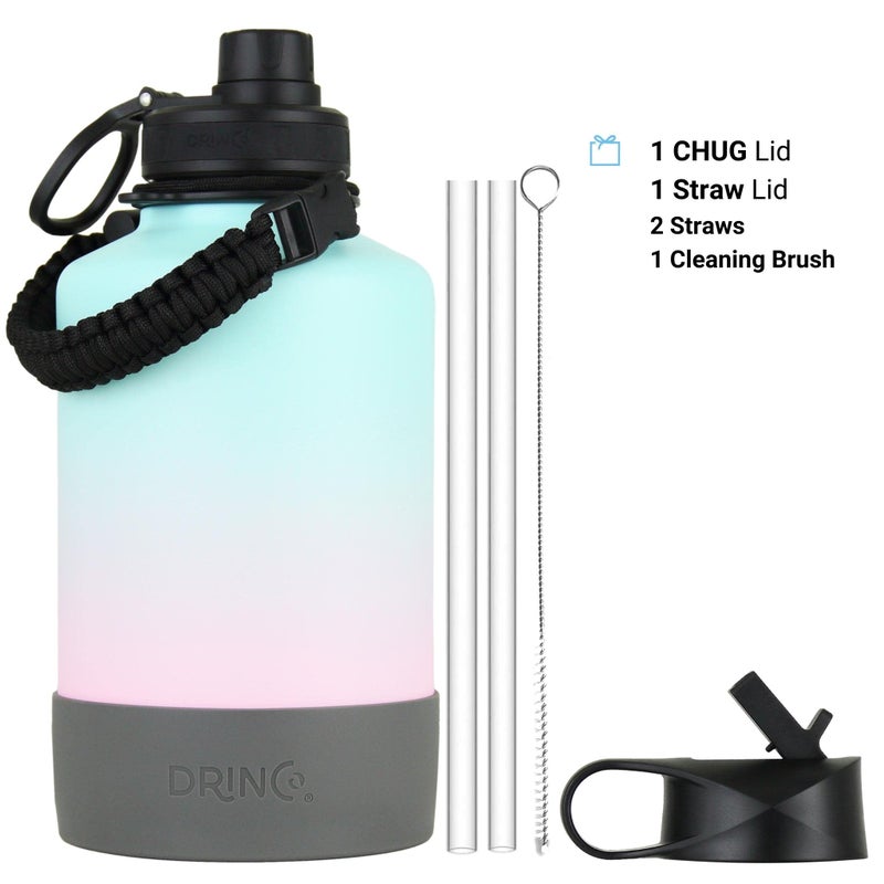 DRINCO Stainless Steel Water Bottle Spout Lid Vacuum Insulated Double Wall Water Bottle Wide Mouth (64oz 40oz 32oz 22oz 18oz 14oz) Leak Proof Keep Cold Sport Camping Hiking (64 oz  64oz Macaron) - Image 2