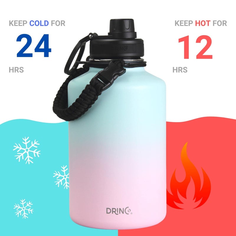 DRINCO Stainless Steel Water Bottle Spout Lid Vacuum Insulated Double Wall Water Bottle Wide Mouth (64oz 40oz 32oz 22oz 18oz 14oz) Leak Proof Keep Cold Sport Camping Hiking (64 oz  64oz Macaron) - Image 4