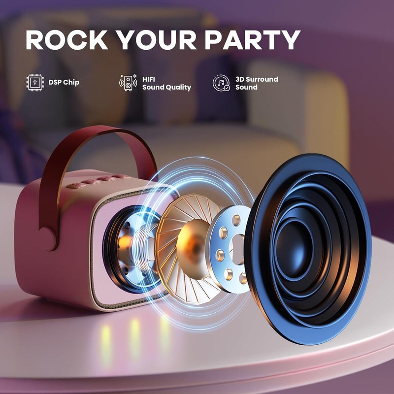 Mini Karaoke Machine with 2 Wireless Microphones for Kids - Image 3